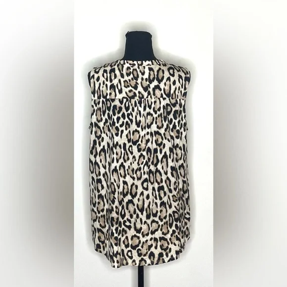 LOFT- Animal Print Sleeveless Blouse Size L - Picture 6 of 10
